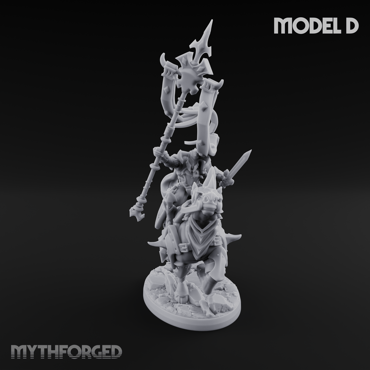 Fist Raised Triumphant War Stallion Warlord Miniature for Dungeons and Dragons, Pathfinder or other TTRPGs
