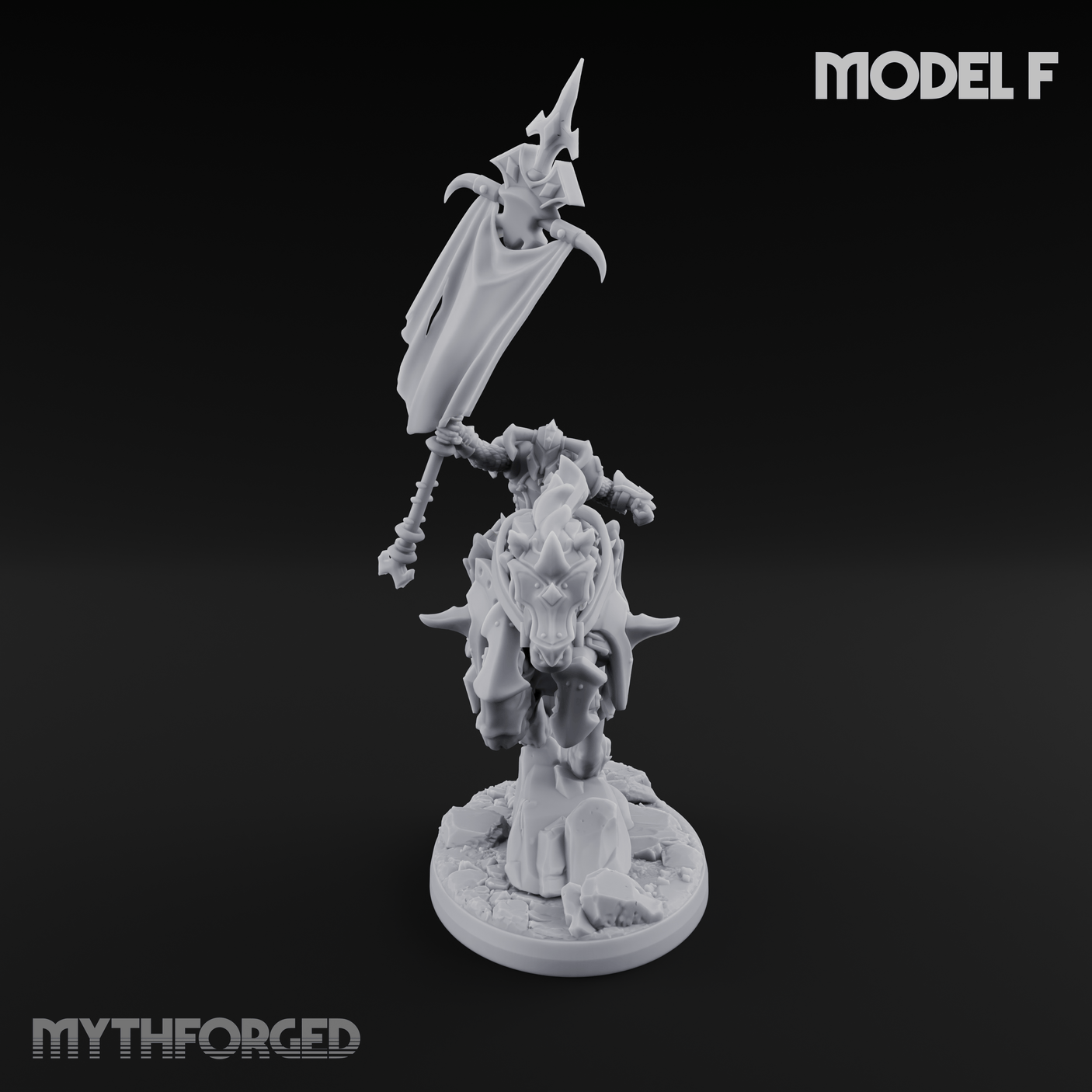 Fist Raised Triumphant War Stallion Warlord F Miniature for Dungeons and Dragons, Pathfinder or other TTRPGs