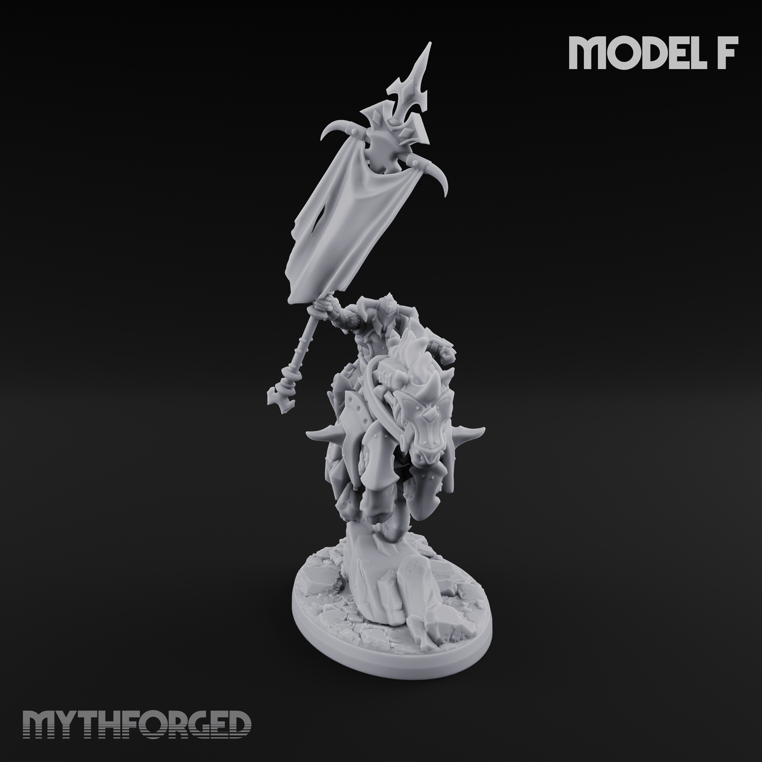 Fist Raised Triumphant War Stallion Warlord F Miniature for Dungeons and Dragons, Pathfinder or other TTRPGs