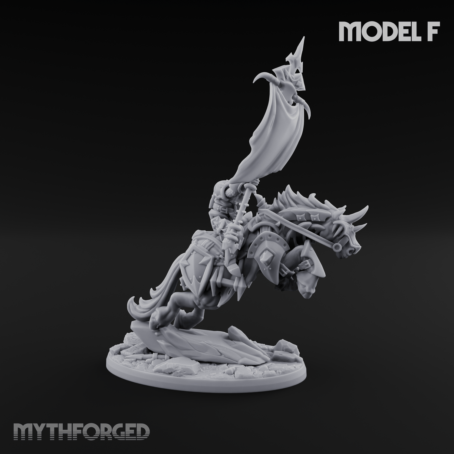 Fist Raised Triumphant War Stallion Warlord F Miniature for Dungeons and Dragons, Pathfinder or other TTRPGs
