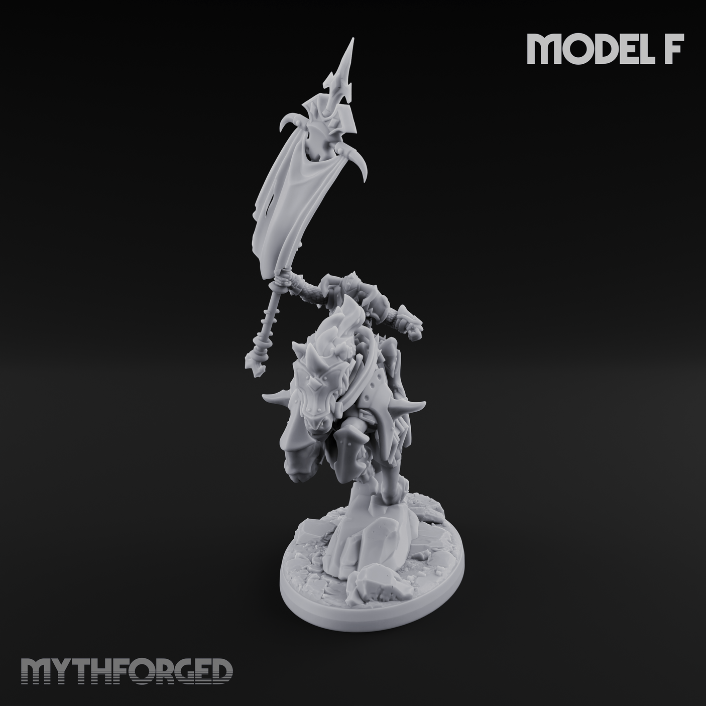 Fist Raised Triumphant War Stallion Warlord F Miniature for Dungeons and Dragons, Pathfinder or other TTRPGs