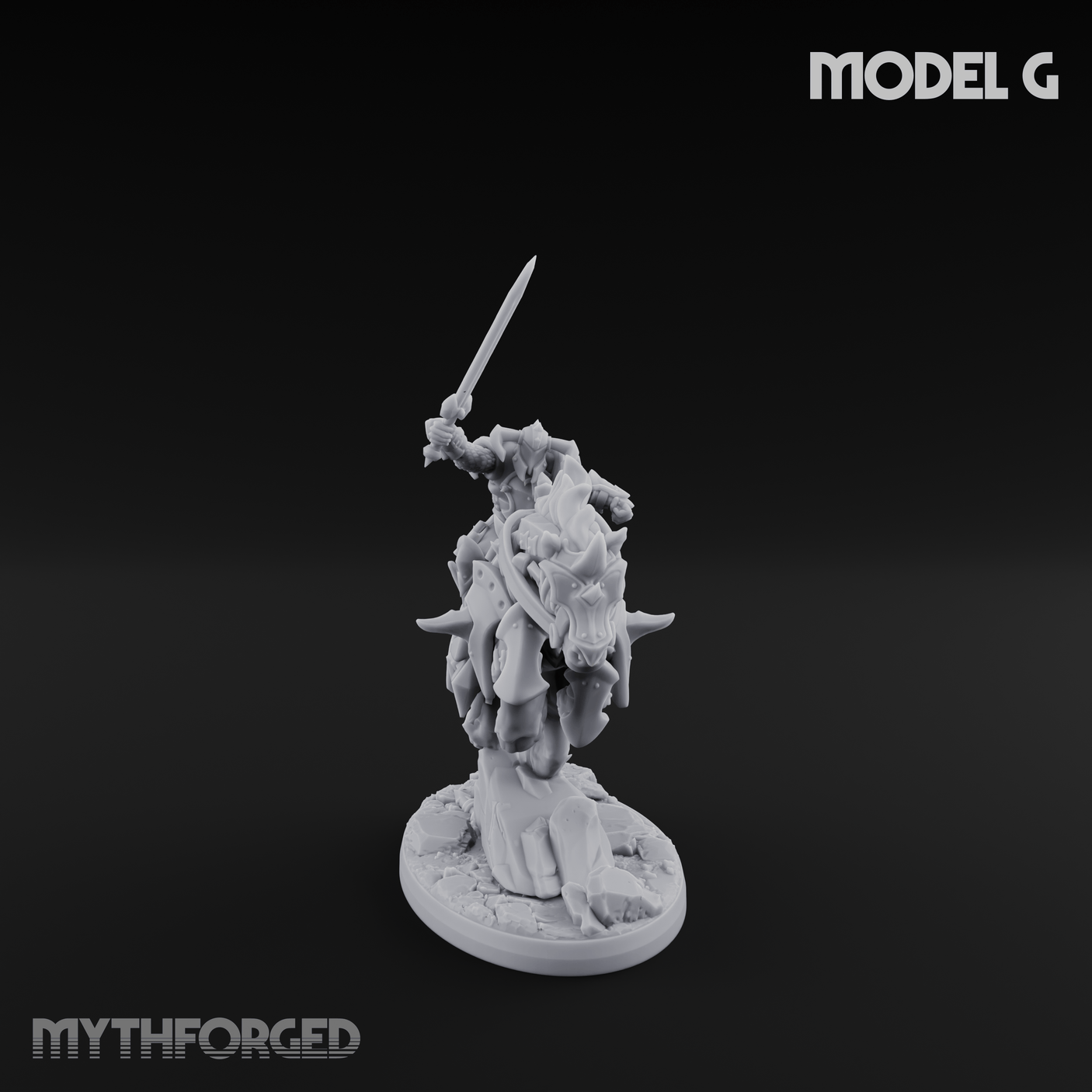 Fist Raised Triumphant War Stallion Warlord G Miniature for Dungeons and Dragons, Pathfinder or other TTRPGs