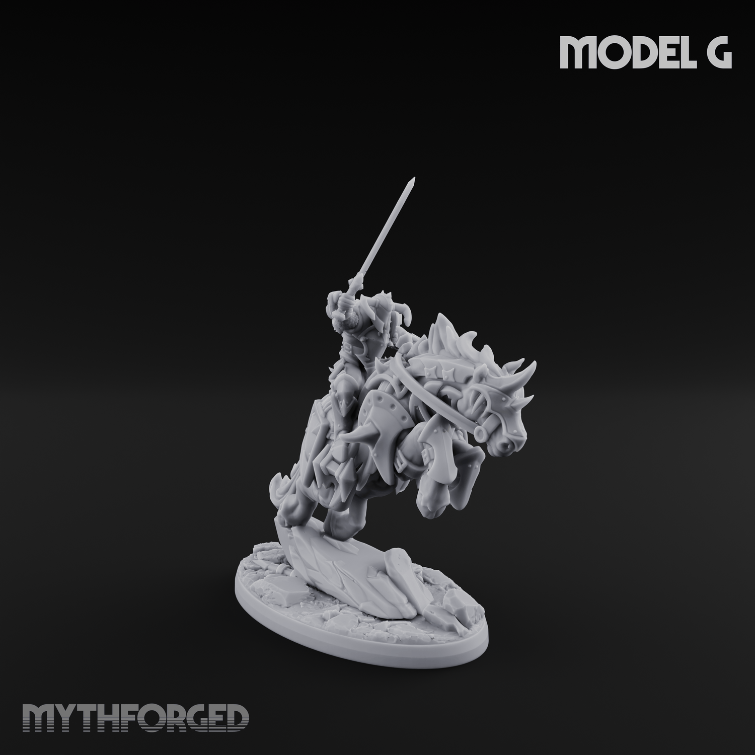 Fist Raised Triumphant War Stallion Warlord G Miniature for Dungeons and Dragons, Pathfinder or other TTRPGs