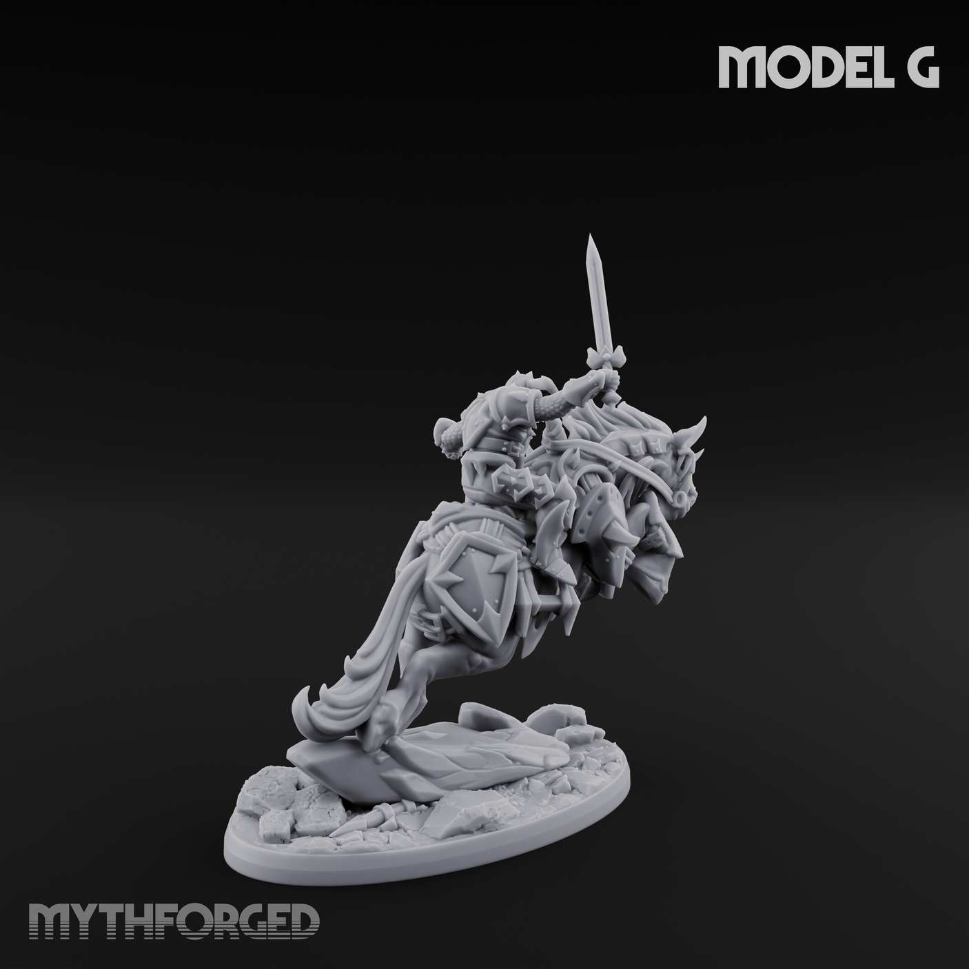 Fist Raised Triumphant War Stallion Warlord G Miniature for Dungeons and Dragons, Pathfinder or other TTRPGs