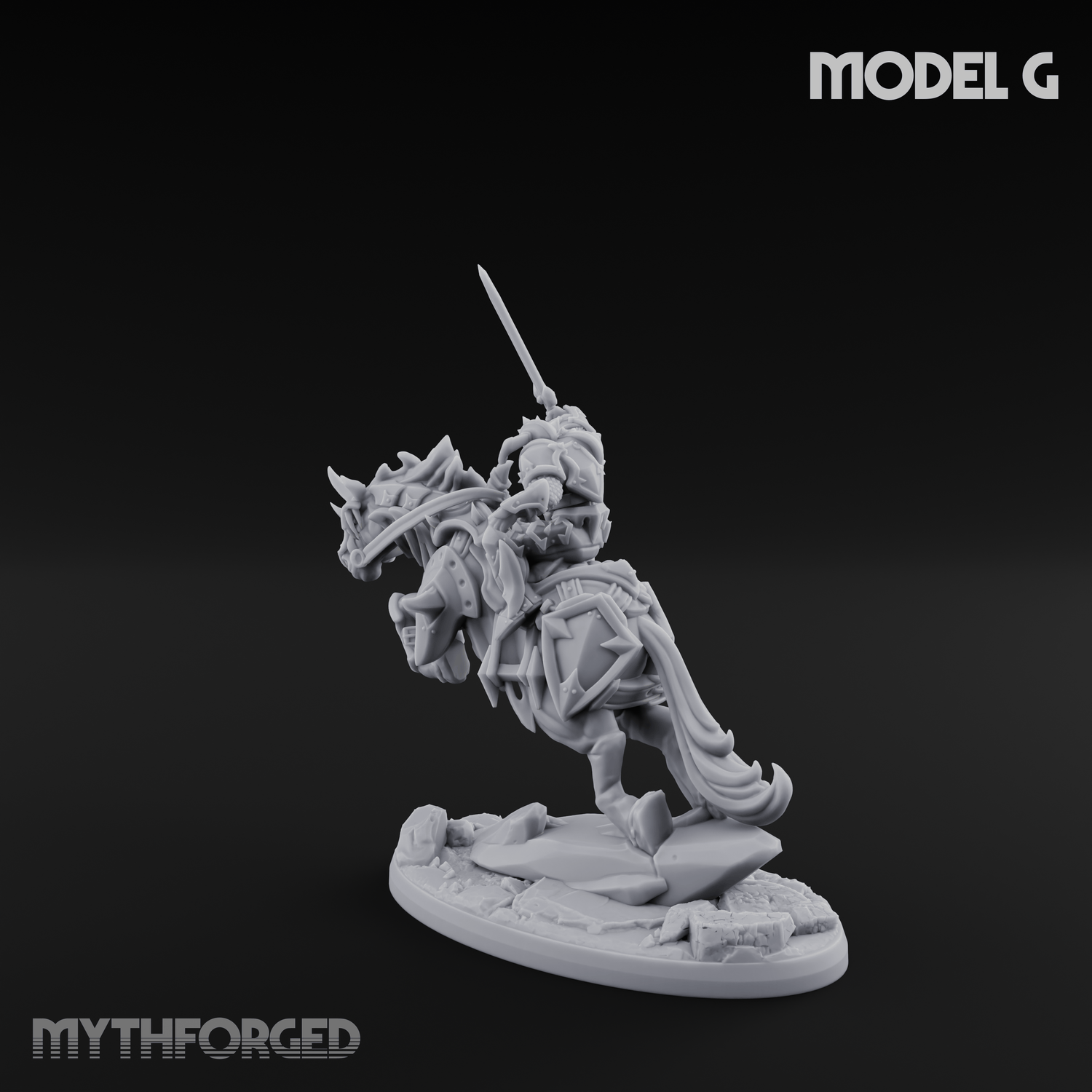 Fist Raised Triumphant War Stallion Warlord G Miniature for Dungeons and Dragons, Pathfinder or other TTRPGs