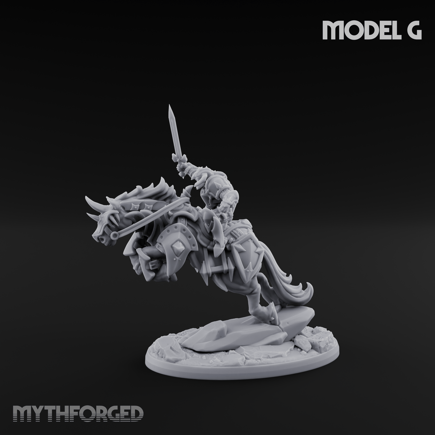 Fist Raised Triumphant War Stallion Warlord G Miniature for Dungeons and Dragons, Pathfinder or other TTRPGs