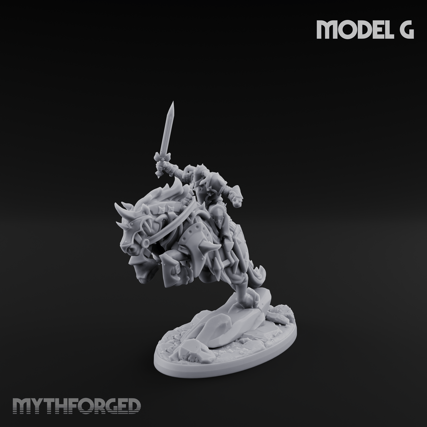 Fist Raised Triumphant War Stallion Warlord G Miniature for Dungeons and Dragons, Pathfinder or other TTRPGs