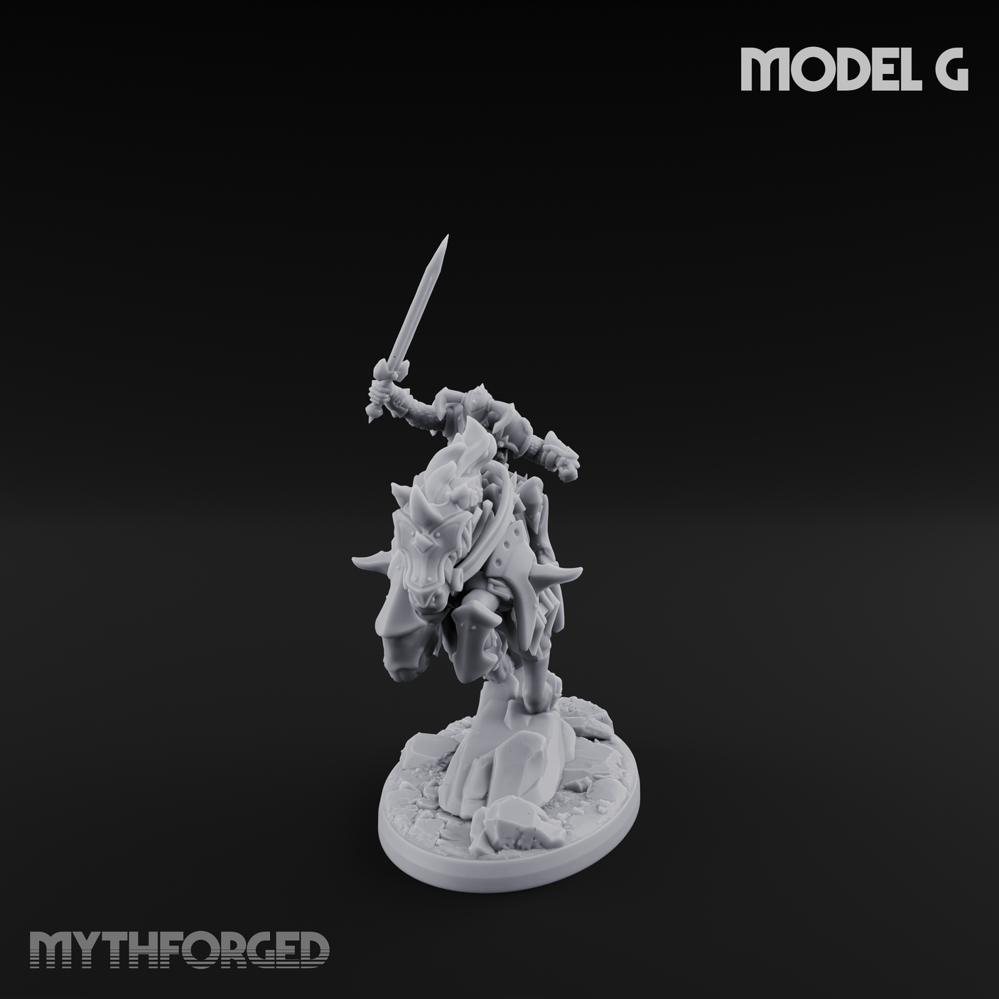 Fist Raised Triumphant War Stallion Warlord G Miniature for Dungeons and Dragons, Pathfinder or other TTRPGs