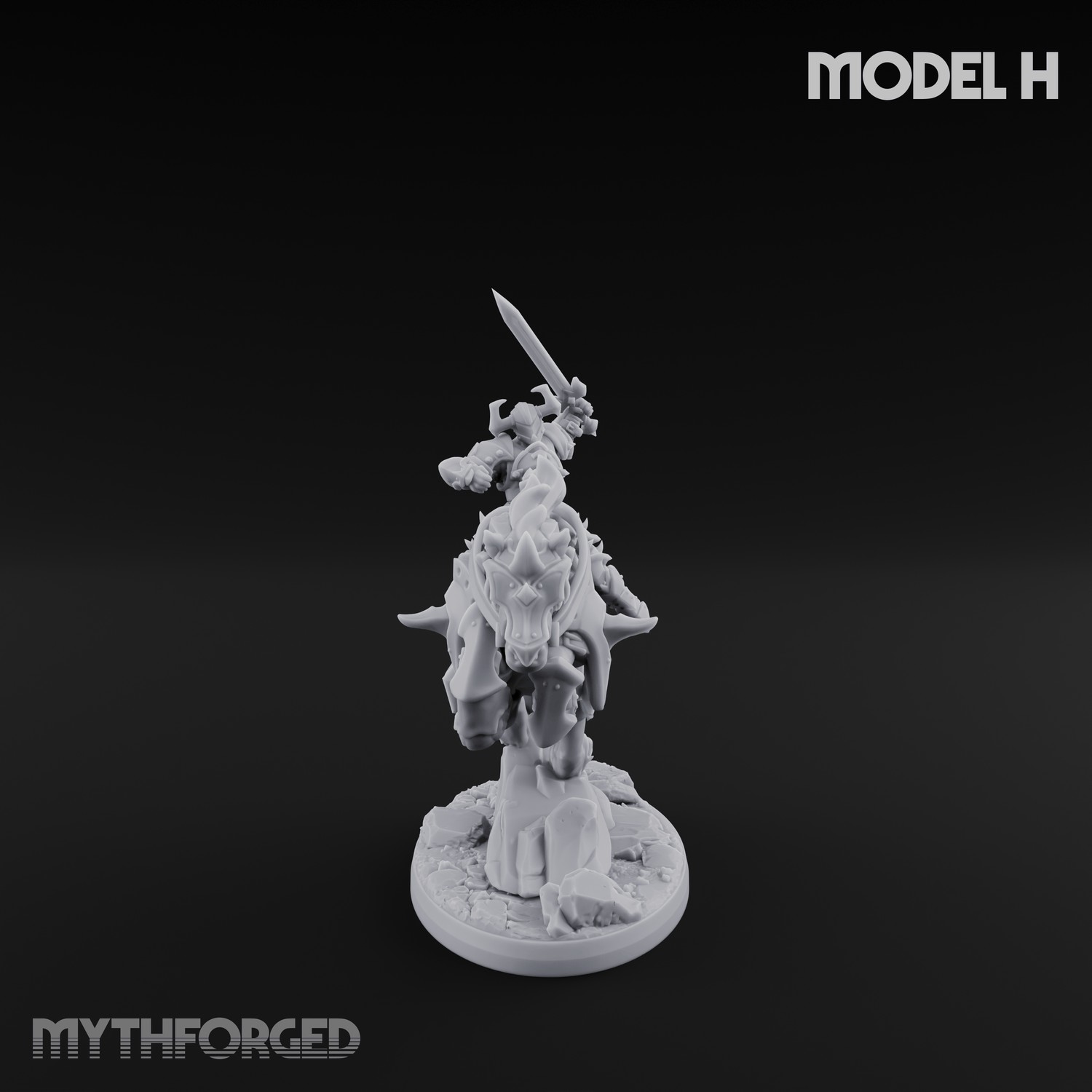 Fist Raised Triumphant War Stallion Warlord Miniature for Dungeons and Dragons, Pathfinder or other TTRPGs