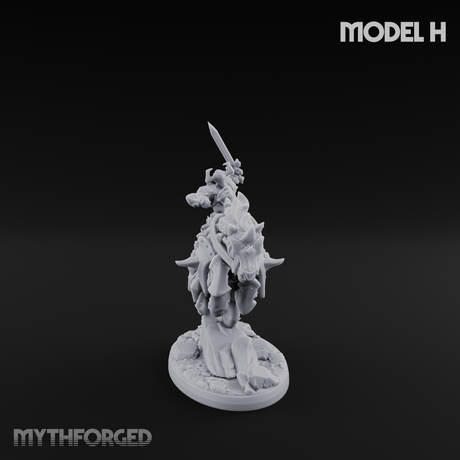 Fist Raised Triumphant War Stallion Warlord Miniature for Dungeons and Dragons, Pathfinder or other TTRPGs