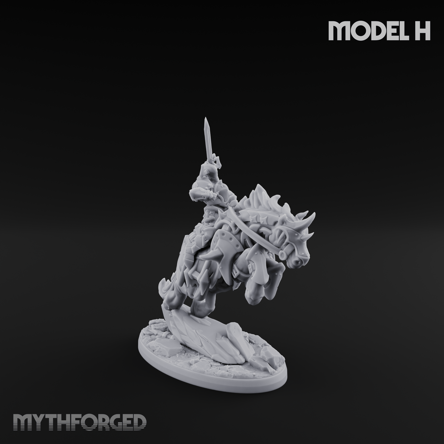 Fist Raised Triumphant War Stallion Warlord H Miniature for Dungeons and Dragons, Pathfinder or other TTRPGs