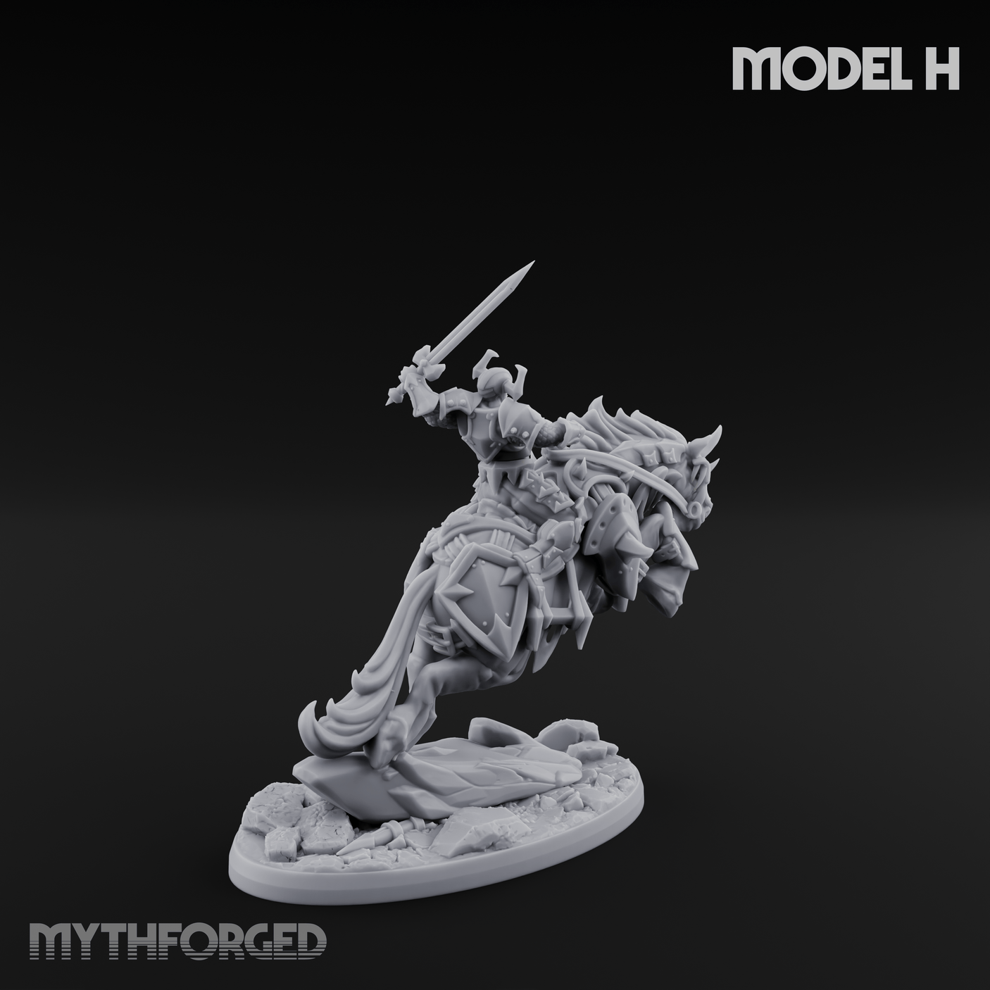 Fist Raised Triumphant War Stallion Warlord H Miniature for Dungeons and Dragons, Pathfinder or other TTRPGs