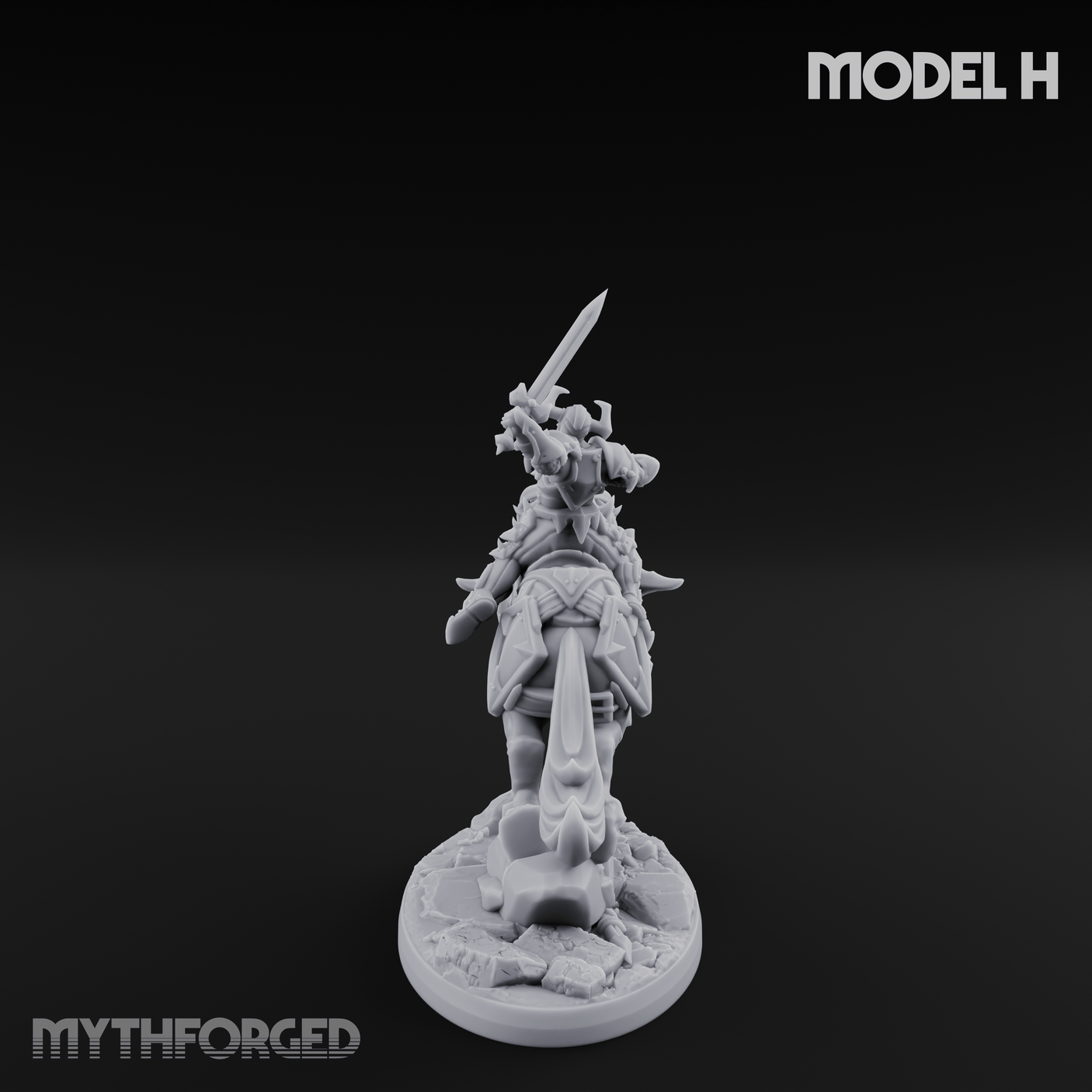 Fist Raised Triumphant War Stallion Warlord H Miniature for Dungeons and Dragons, Pathfinder or other TTRPGs