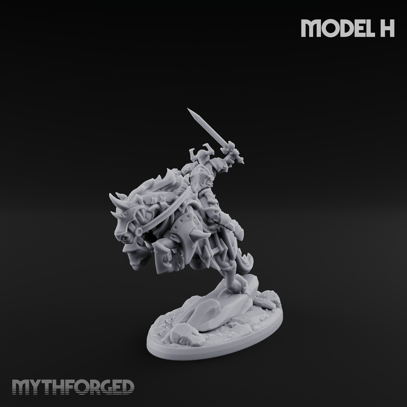 Fist Raised Triumphant War Stallion Warlord H Miniature for Dungeons and Dragons, Pathfinder or other TTRPGs