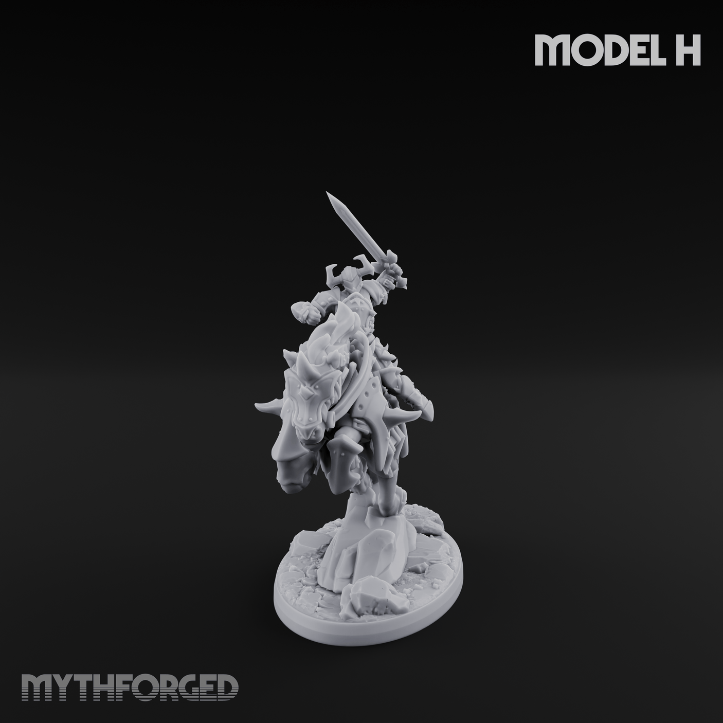 Fist Raised Triumphant War Stallion Warlord H Miniature for Dungeons and Dragons, Pathfinder or other TTRPGs