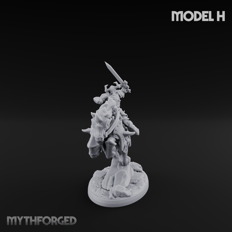 Fist Raised Triumphant War Stallion Warlord H Miniature for Dungeons and Dragons, Pathfinder or other TTRPGs