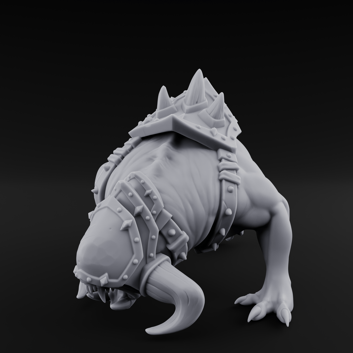 Muzzled And Snarling Hell Hound Warbeast Miniature for Dungeons and Dragons, Pathfinder or other TTRPGs