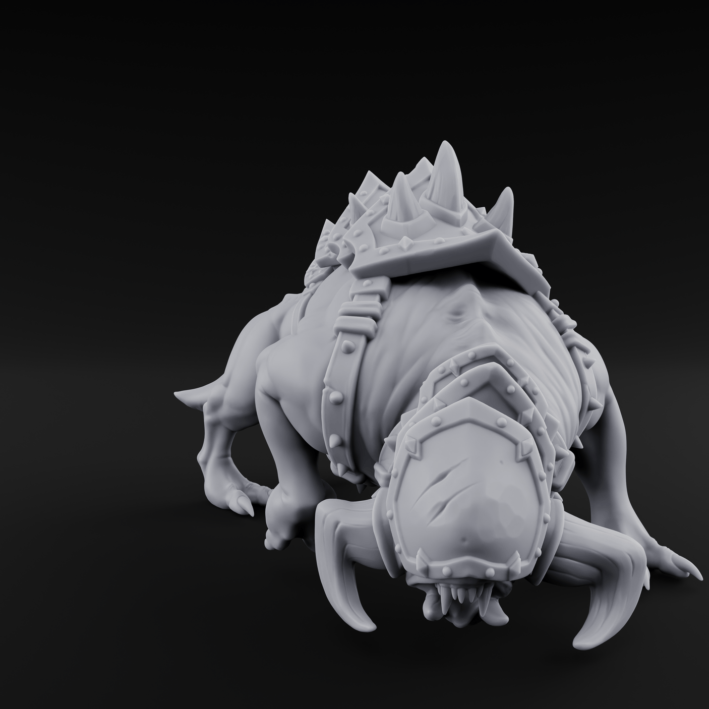 Muzzled And Snarling Hell Hound Warbeast Miniature for Dungeons and Dragons, Pathfinder or other TTRPGs