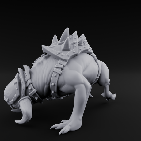 Muzzled And Snarling Hell Hound Warbeast Miniature for Dungeons and Dragons, Pathfinder or other TTRPGs