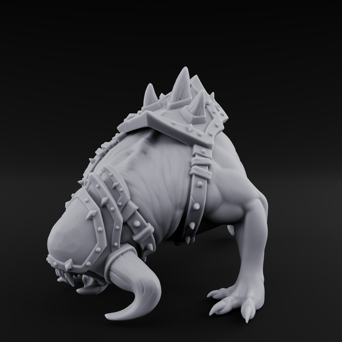 Muzzled And Snarling Hell Hound Warbeast Miniature for Dungeons and Dragons, Pathfinder or other TTRPGs