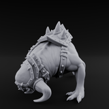 Muzzled And Snarling Hell Hound Warbeast Miniature for Dungeons and Dragons, Pathfinder or other TTRPGs