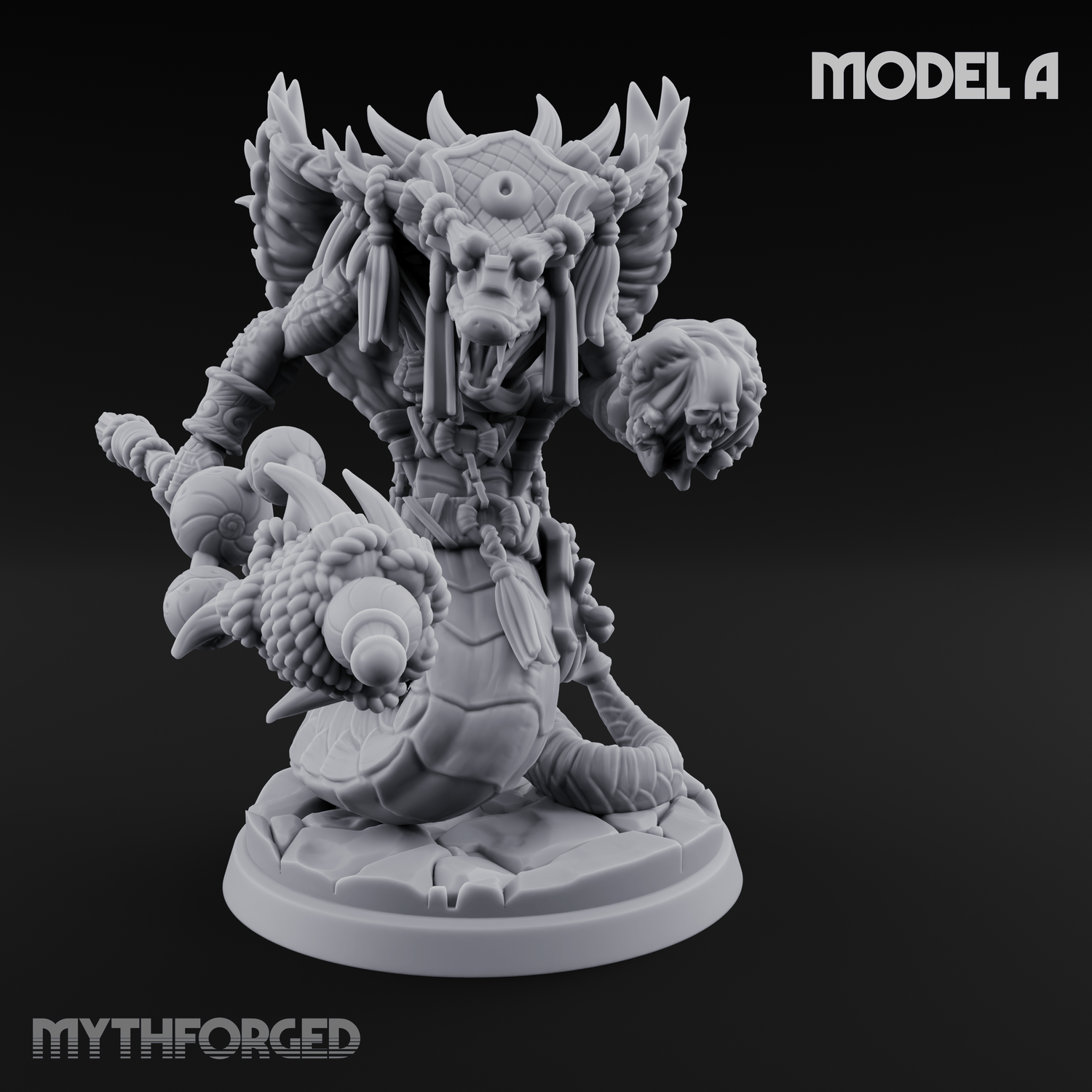 Skulls Dangling Naga Warlocks Miniature for Dungeons and Dragons, Pathfinder or other TTRPGs