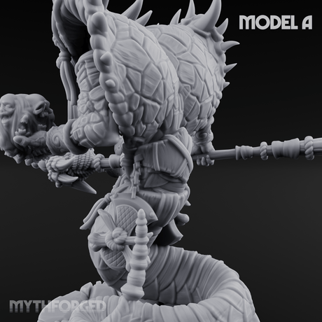 Skulls Dangling Naga Warlocks A Miniature for Dungeons and Dragons, Pathfinder or other TTRPGs