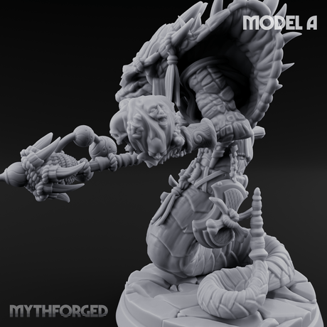 Skulls Dangling Naga Warlocks A Miniature for Dungeons and Dragons, Pathfinder or other TTRPGs