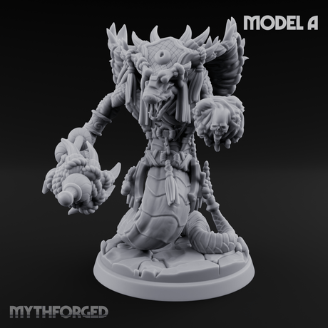 Skulls Dangling Naga Warlocks A Miniature for Dungeons and Dragons, Pathfinder or other TTRPGs