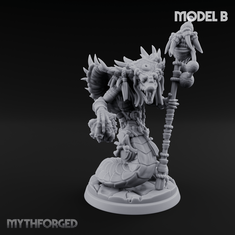 Skulls Dangling Naga Warlocks B Miniature for Dungeons and Dragons, Pathfinder or other TTRPGs