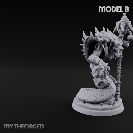 Skulls Dangling Naga Warlocks Miniature for Dungeons and Dragons, Pathfinder or other TTRPGs