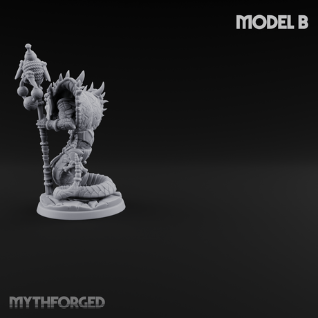 Skulls Dangling Naga Warlocks B Miniature for Dungeons and Dragons, Pathfinder or other TTRPGs
