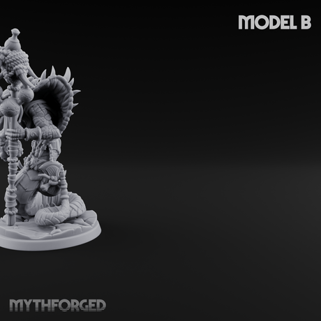 Skulls Dangling Naga Warlocks B Miniature for Dungeons and Dragons, Pathfinder or other TTRPGs