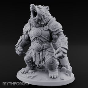 Roaring In Regalia Ursine Warrior Miniature for Dungeons and Dragons, Pathfinder or other TTRPGs