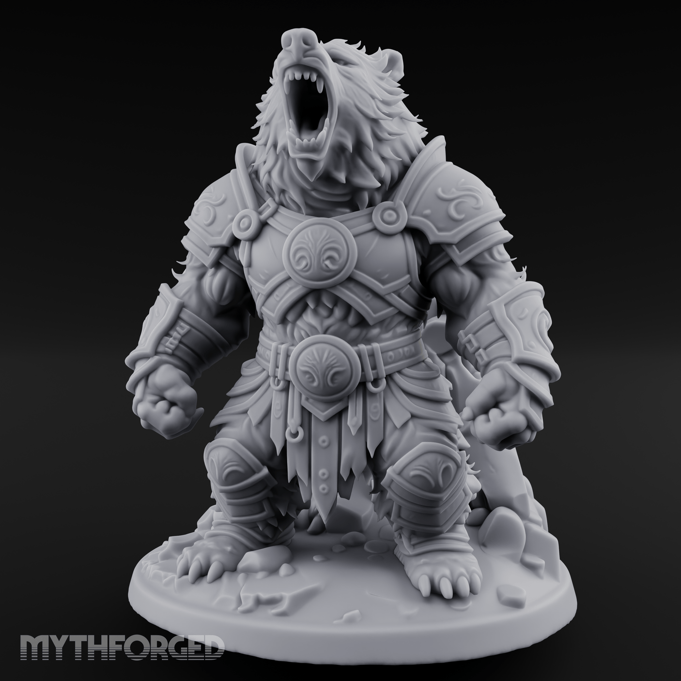 Roaring In Regalia Ursine Warrior Miniature for Dungeons and Dragons, Pathfinder or other TTRPGs