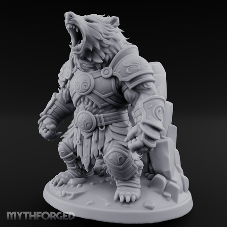 Roaring In Regalia Ursine Warrior Miniature for Dungeons and Dragons, Pathfinder or other TTRPGs