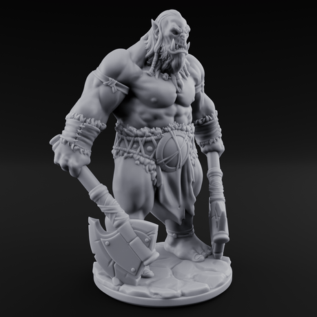 Dragging The Cleavers Orc Warriors Miniature for Dungeons and Dragons, Pathfinder or other TTRPGs