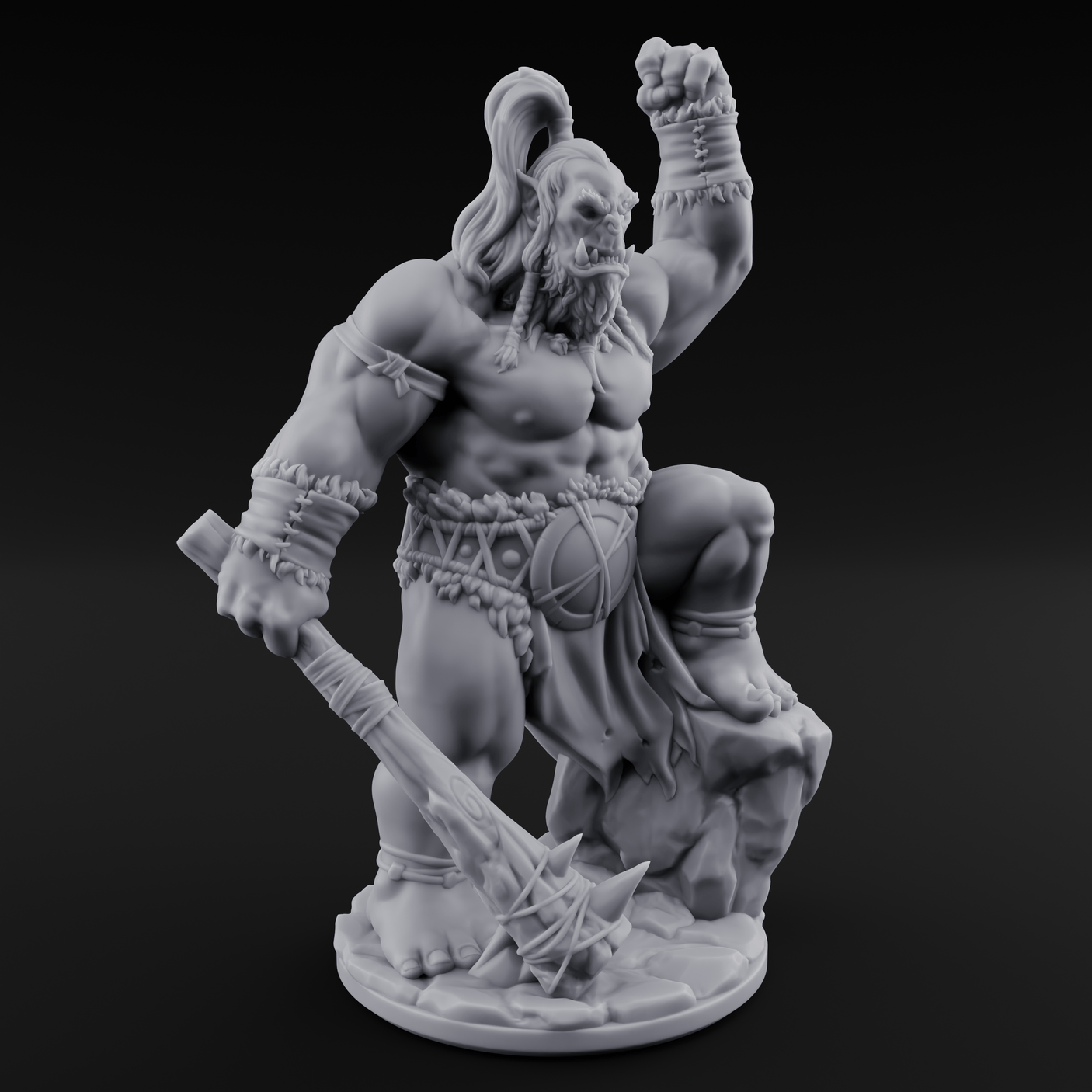 Dragging The Cleavers Orc Warriors Miniature for Dungeons and Dragons, Pathfinder or other TTRPGs