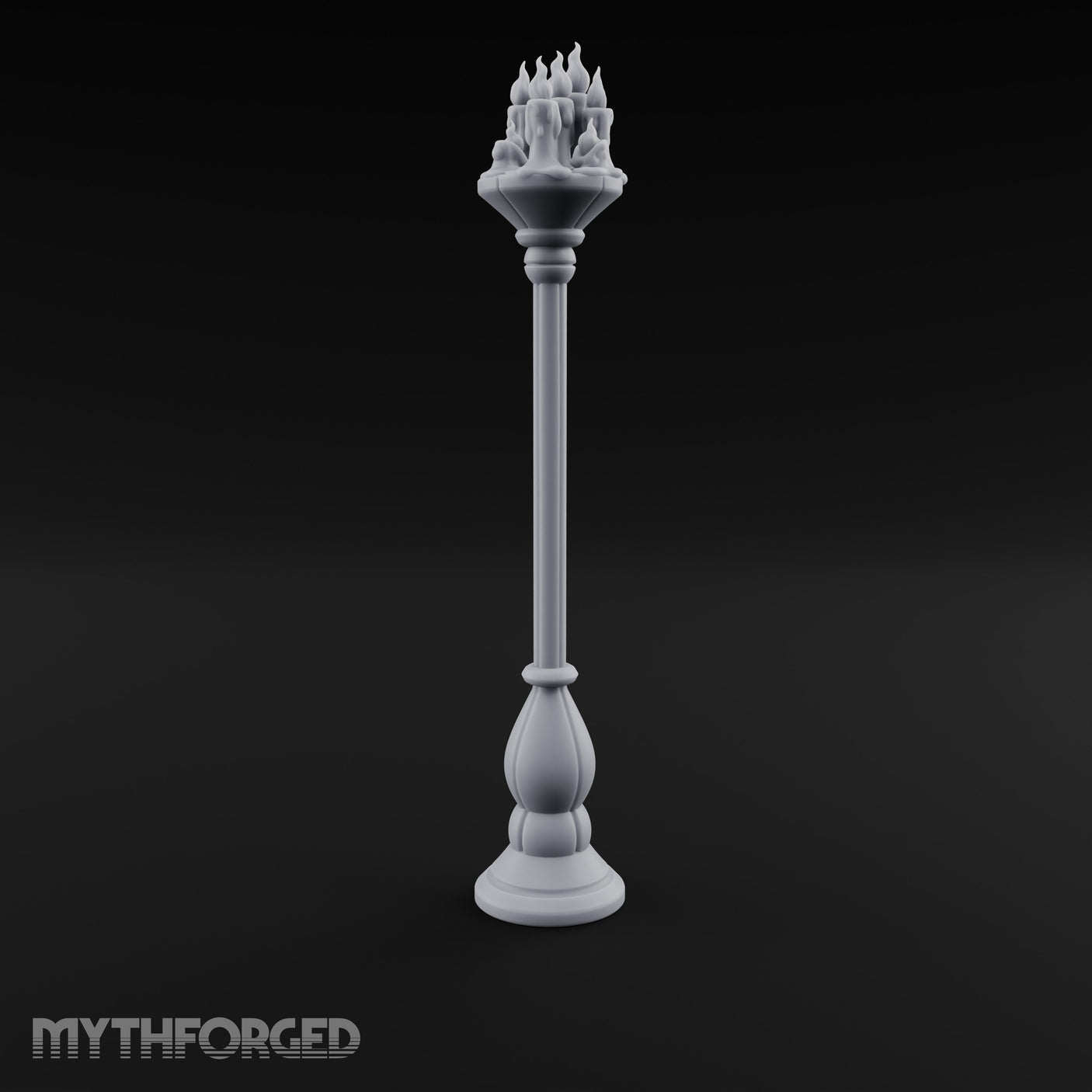 Wax-Dripped Flame-Crowned Candle Lamp Post Miniature for Dungeons and Dragons, Pathfinder or other TTRPGs