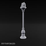 Wax-Dripped Flame-Crowned Candle Lamp Post Miniature for Dungeons and Dragons, Pathfinder or other TTRPGs