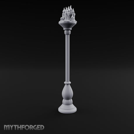 Wax-Dripped Flame-Crowned Candle Lamp Post Miniature for Dungeons and Dragons, Pathfinder or other TTRPGs