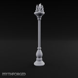 Wax-Dripped Flame-Crowned Candle Lamp Post Miniature for Dungeons and Dragons, Pathfinder or other TTRPGs