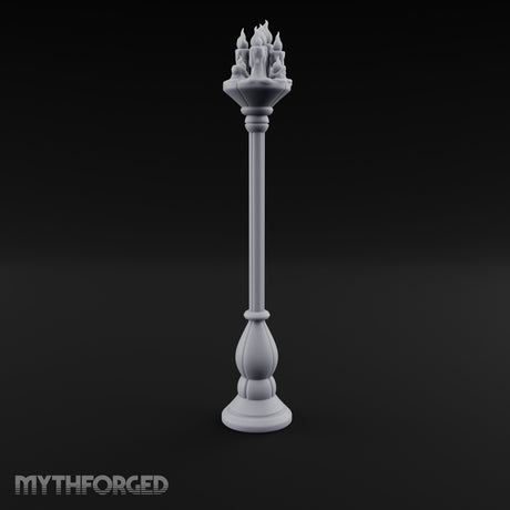 Wax-Dripped Flame-Crowned Candle Lamp Post Miniature for Dungeons and Dragons, Pathfinder or other TTRPGs