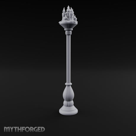 Wax-Dripped Flame-Crowned Candle Lamp Post Miniature for Dungeons and Dragons, Pathfinder or other TTRPGs