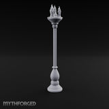 Wax-Dripped Flame-Crowned Candle Lamp Post Miniature for Dungeons and Dragons, Pathfinder or other TTRPGs