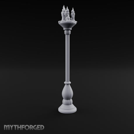 Wax-Dripped Flame-Crowned Candle Lamp Post Miniature for Dungeons and Dragons, Pathfinder or other TTRPGs
