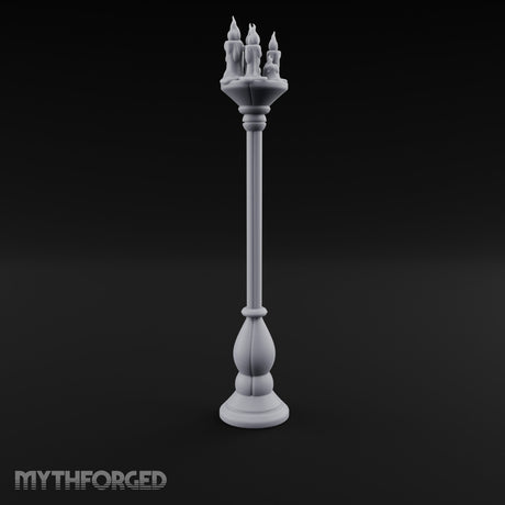 Wax-Dripped Flame-Crowned Candle Lamp Post Miniature for Dungeons and Dragons, Pathfinder or other TTRPGs