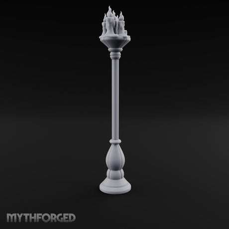 Wax-Dripped Flame-Crowned Candle Lamp Post Miniature for Dungeons and Dragons, Pathfinder or other TTRPGs