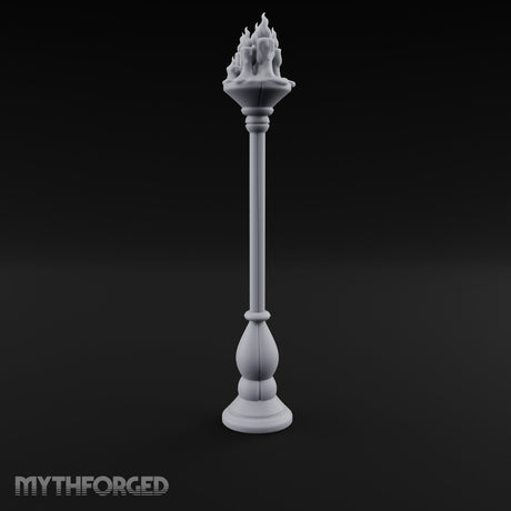 Wax-Dripped Flame-Crowned Candle Lamp Post Miniature for Dungeons and Dragons, Pathfinder or other TTRPGs