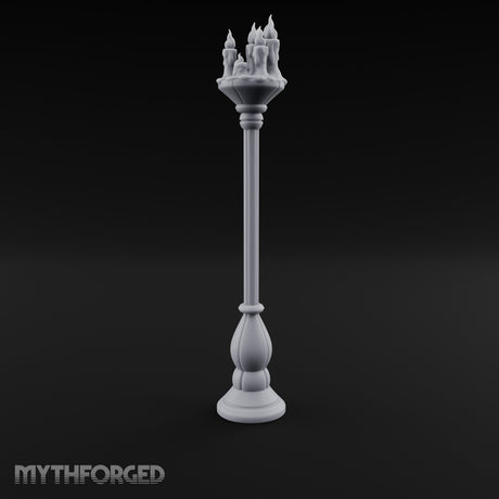 Wax-Dripped Flame-Crowned Candle Lamp Post Miniature for Dungeons and Dragons, Pathfinder or other TTRPGs